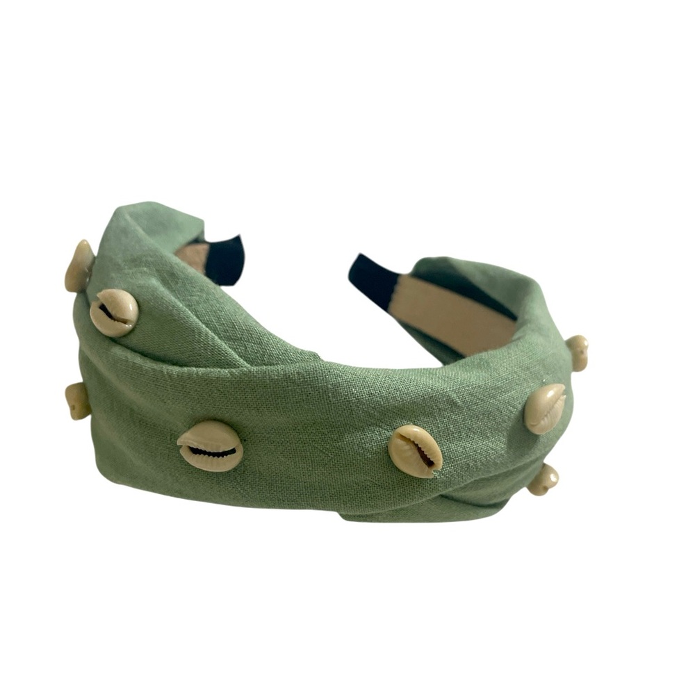 Anthropologie Robyn’s egg blue seafoam w ivory shells twist knot style headband
